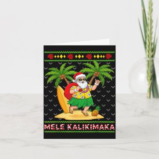 Mele Kalikimaka Retro Santa Shaka Hawaii Ful Jul Kort