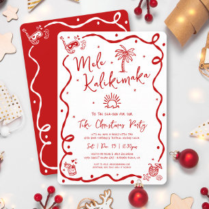 Mele Kalikimaka Röda Handritade Klotter Jul Inbjudningar