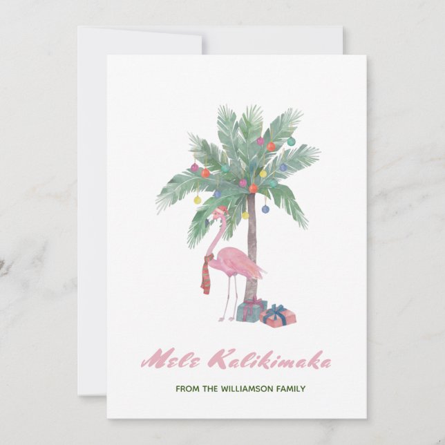 Mele Kalikimaka Rosa Flamingo in Santa Hat (Framsida)