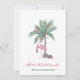 Mele Kalikimaka Rosa Flamingo in Santa Hat