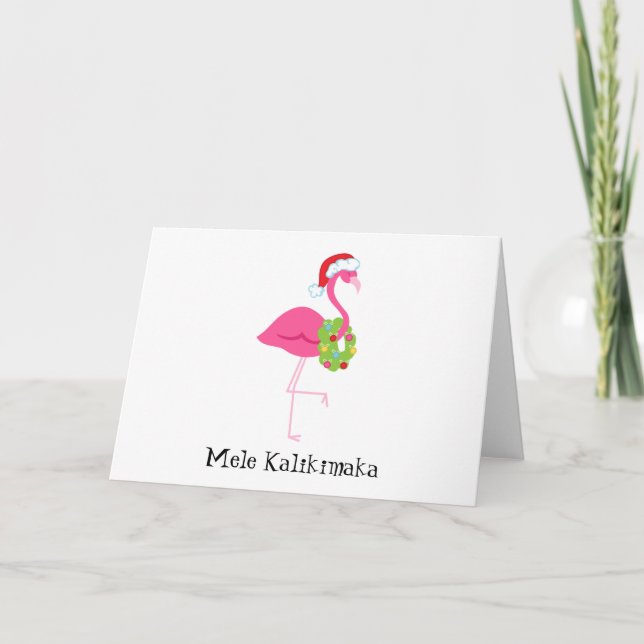 Mele Kalikimaka Rosa Flamingo julkort Helgkort (Framsida)