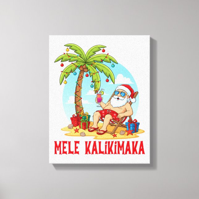 Mele Kalikimaka Santa Christmas Canvastryck (Framsida)