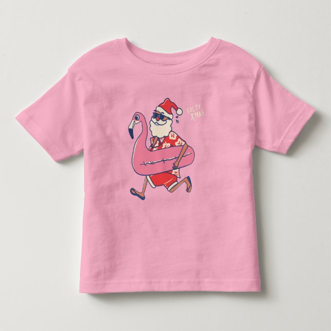 Mele Kalikimaka Santa Flamingo jul Getaway T Shirt (Framsida)