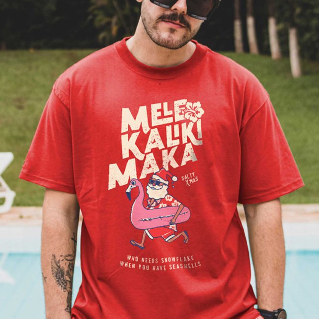 Mele Kalikimaka Santa Flamingo jul Getaway T T Shirt (Mele Kalikimaka Santa Flamingo Christmas Getaway T T-Shirt)