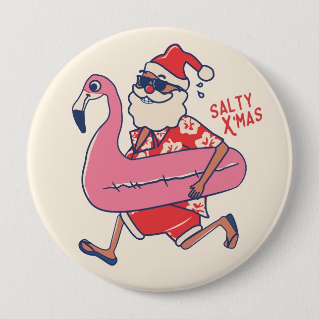 Mele Kalikimaka Santa Flamingo jul Getaways Knapp (Framsida)