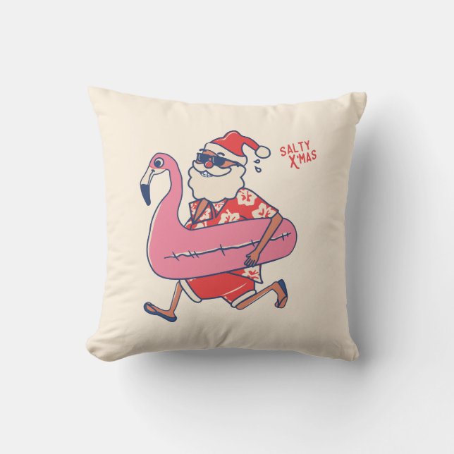 Mele Kalikimaka Santa Flamingo jul Getaways Kudde (Framsida)