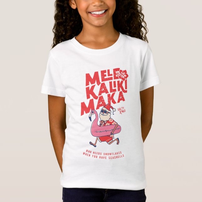 Mele Kalikimaka Santa Flamingo jul Getaways T Shirt (Framsida)