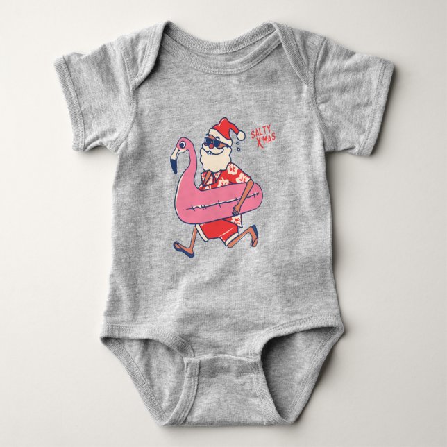 Mele Kalikimaka Santa Flamingo jul Getaways T Shirt (Framsida)