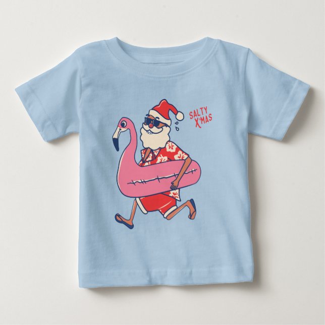 Mele Kalikimaka Santa Flamingo jul Getaways T Shirt (Framsida)