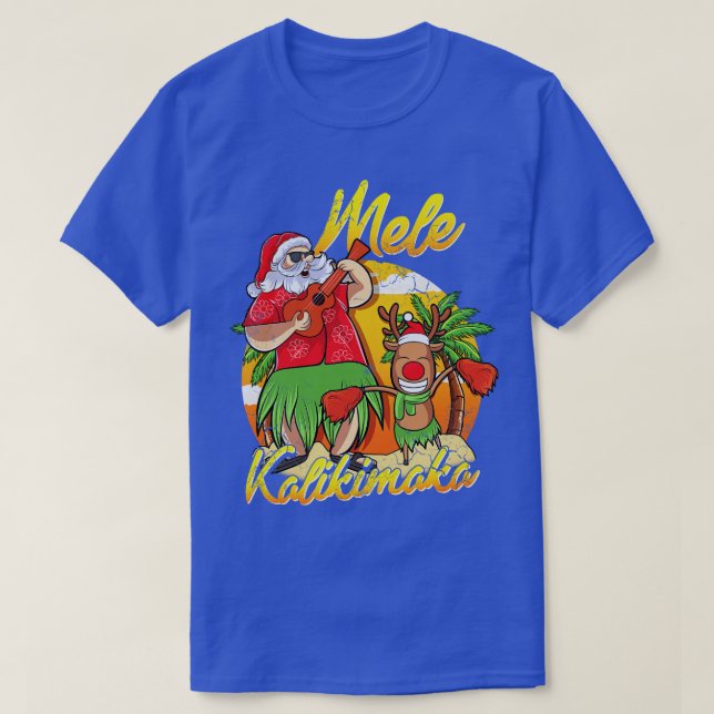 Mele Kalikimaka Santa Hawaiian Jul I juli H T Shirt (Design framsida)