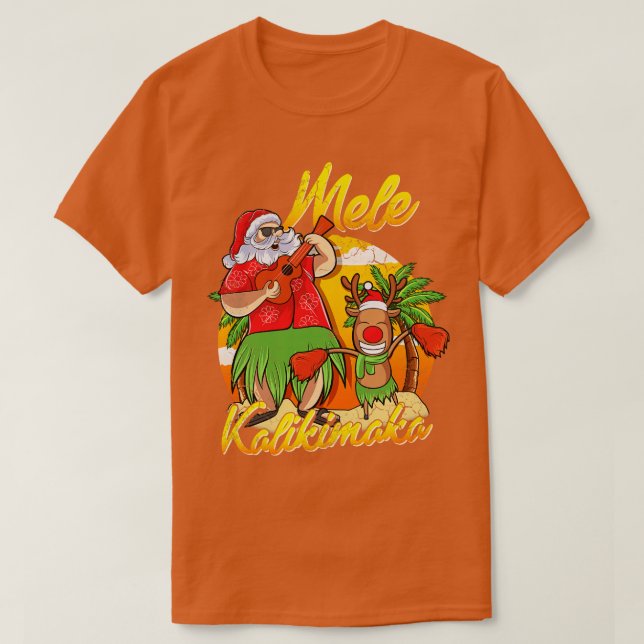 Mele Kalikimaka Santa Hawaiian Jul I juli H T Shirt (Design framsida)
