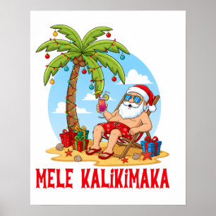 Mele Kalikimaka Santa jul Poster