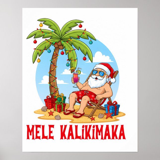 Mele Kalikimaka Santa jul Poster (Framsidan)