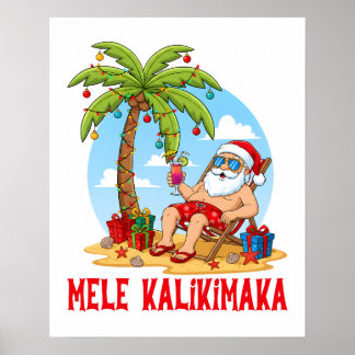 Mele Kalikimaka Santa Jul Poster