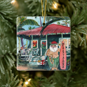Mele Kalikimaka Santa Jultorget Julgransprydnad Keramik