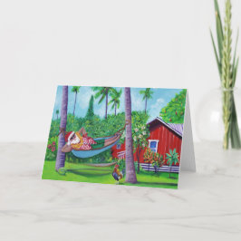 Mele Kalikimaka Santa on Vacation Helgdag Card Kort