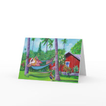 Mele Kalikimaka Santa on Vacation Helgdag Card