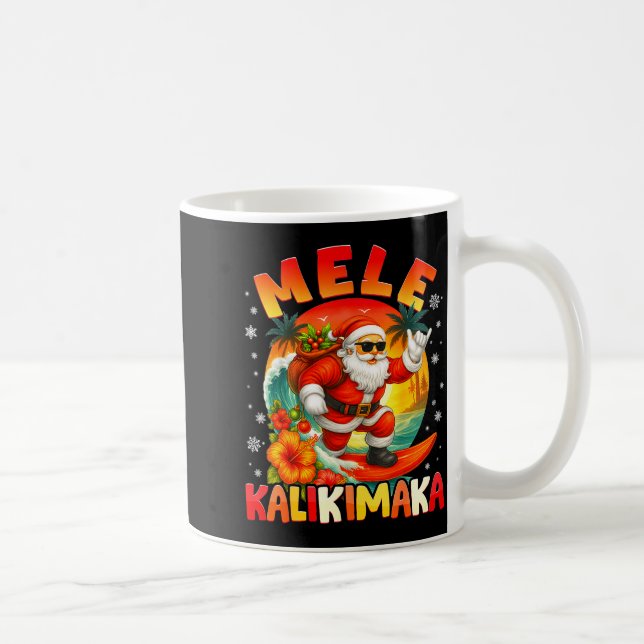 Mele Kalikimaka Santa Rock On Hawaii Christmas Xma Kaffemugg (Höger)
