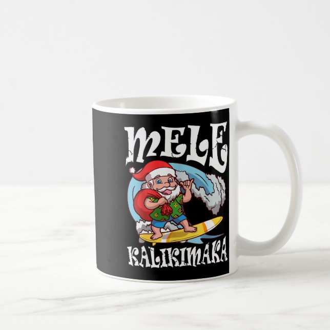 Mele Kalikimaka Santa Surfing Hawaii Christmas  Kaffemugg (Höger)