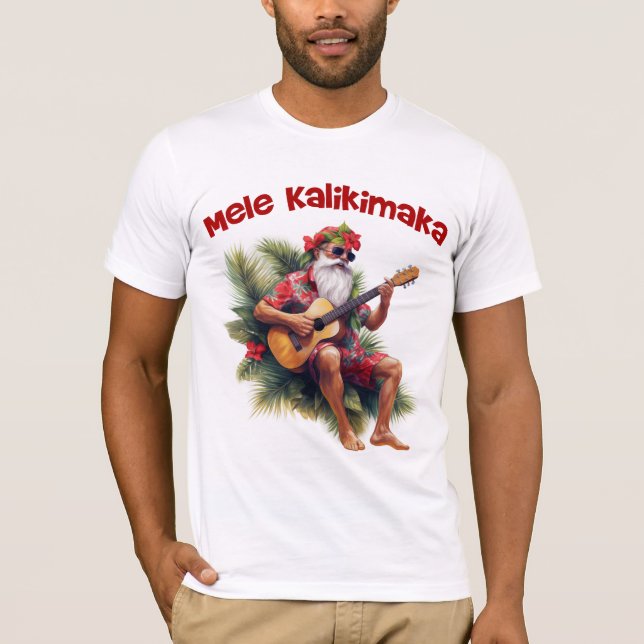 Mele Kalikimaka Santa T-Shirt (Framsida)