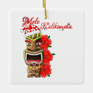Mele Kalikimaka Santa Tiki Julgransprydnad Keramik