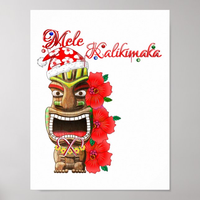 Mele Kalikimaka Santa Tiki Poster (Framsidan)