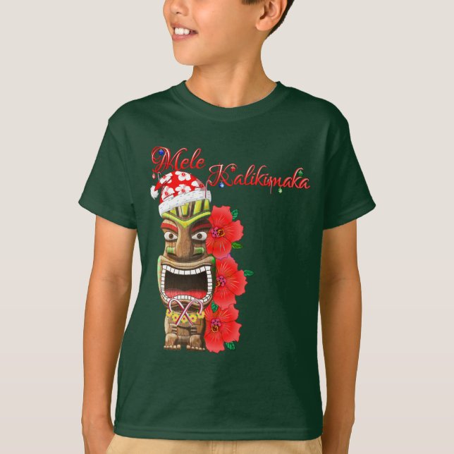 Mele Kalikimaka Santa Tiki Tee (Framsida)