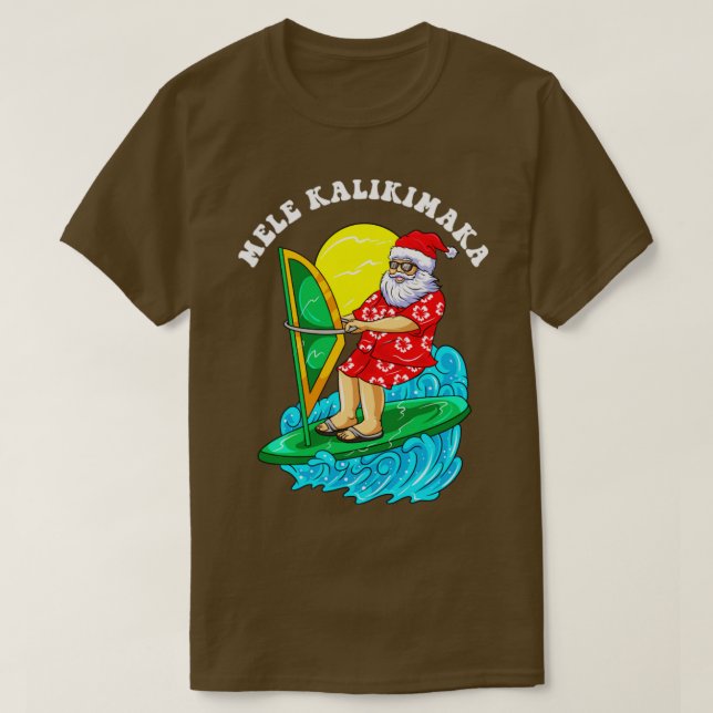 Mele Kalikimaka Santa Vind Surfing jul In Ju T Shirt (Design framsida)