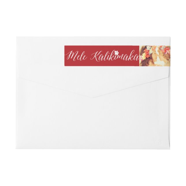 Mele Kalikimaka Script-julfotfoto Adress Etikettband (Baksidan)