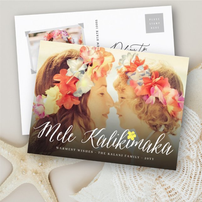 Mele Kalikimaka Script Modern julfoto Helg Vykort (Skapare uppladdad)