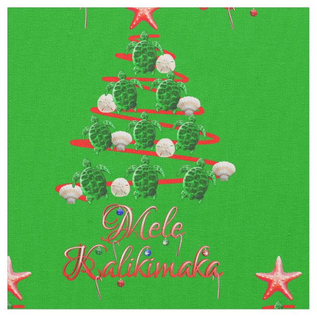 Mele Kalikimaka Sea Turtles Tyg (Närbild)