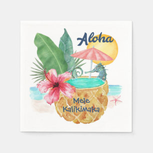 Mele Kalikimaka Seahorse Pineapple Tropical Pappersservett