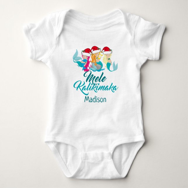 Mele Kalikimaka Sjöjungfru Cute Beach-jul T Shirt (Framsida)