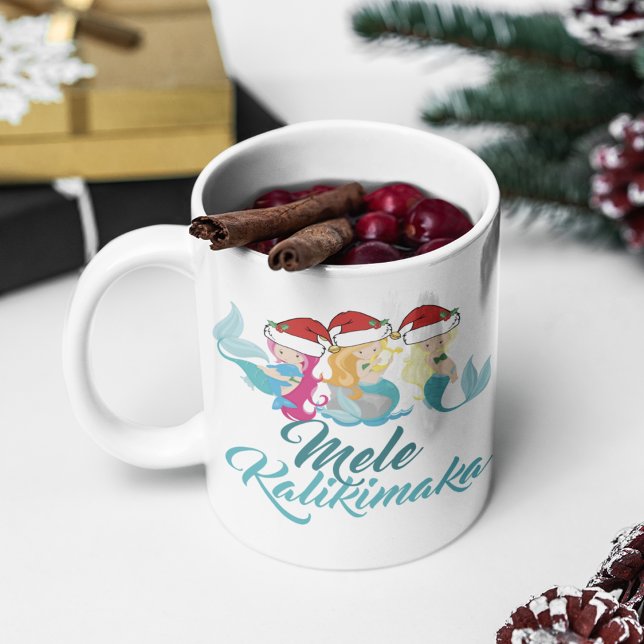 Mele Kalikimaka Sjöjungfru jul Cute Hawaiian Kaffemugg (Skapare uppladdad)
