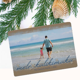 Mele Kalikimaka-skrift med sjöstjärna-helgfoto Julkort