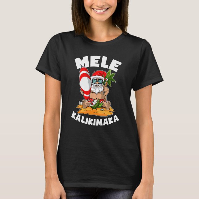 Mele Kalikimaka Surfing jultomten i juli T Shirt (Framsida)