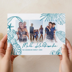 Mele Kalikimaka Teal 3 Photo jul Julkort