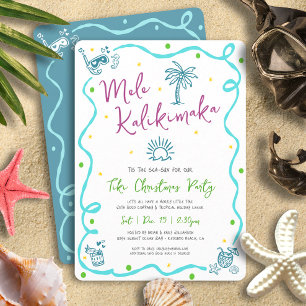 Mele Kalikimaka Teal Lila Grön Doodle Jul Inbjudningar