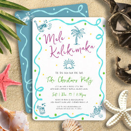 Mele Kalikimaka Teal Purple Green Doodle Christmas Inbjudningar