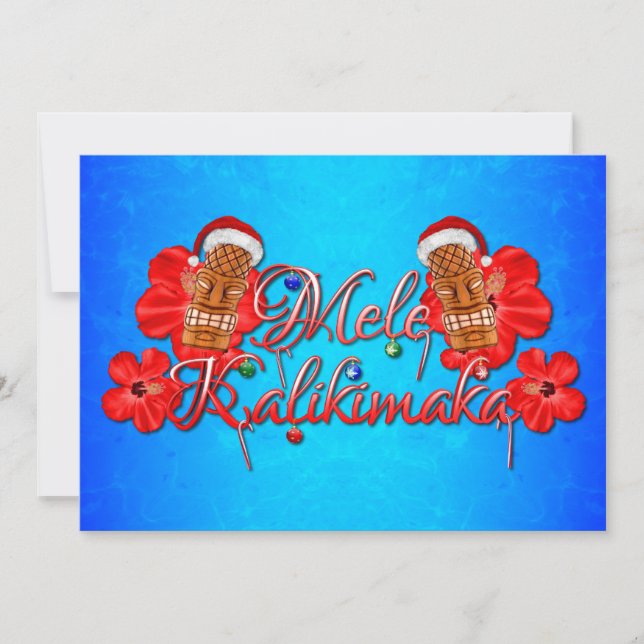 Mele Kalikimaka Tiki hawaiibojul Julkort (Framsida)