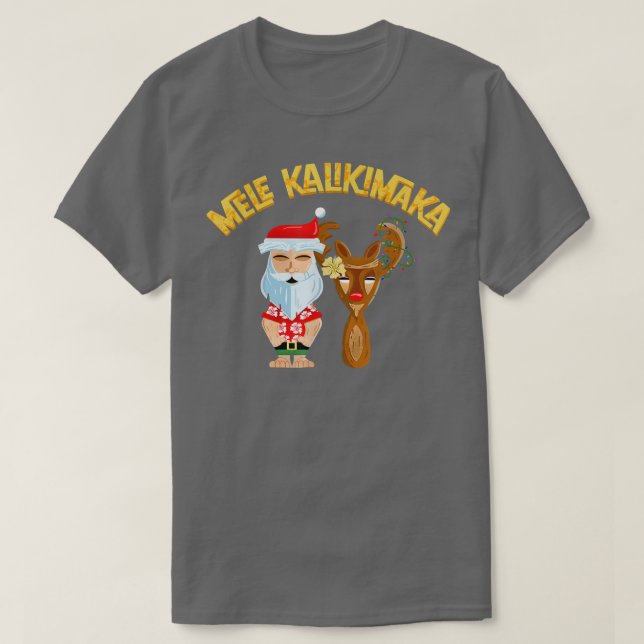 Mele Kalikimaka Tiki Helgdag jultomten och R T Shirt (Design framsida)