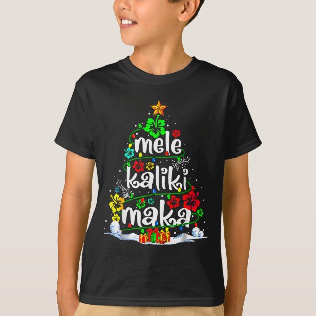 Mele Kalikimaka Trocal Christmas Hawaiian Santa Xm T Shirt (Framsida)