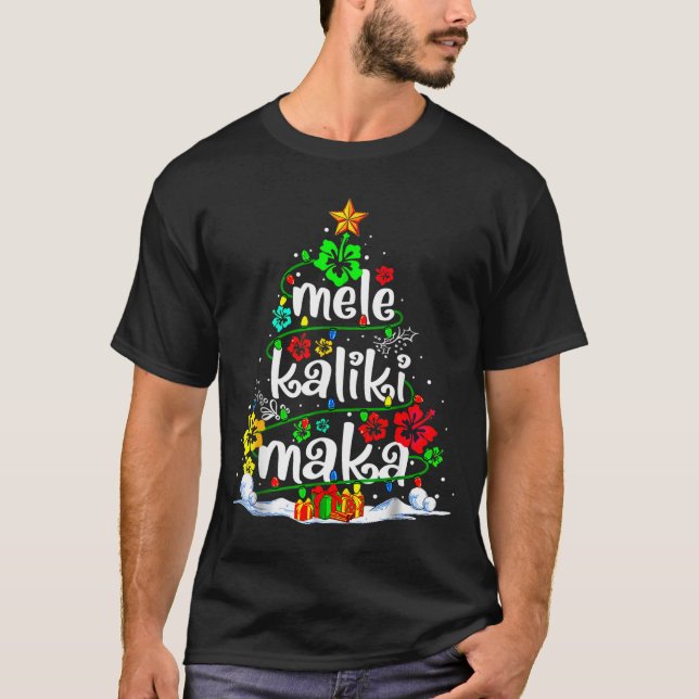 Mele Kalikimaka Trocal Christmas Hawaiian Santa Xm T Shirt (Framsida)