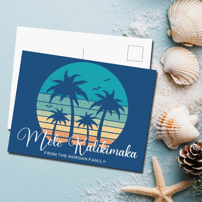 Mele Kalikimaka Tropical Beach Sunset jul Helg Vykort (Skapare uppladdad)