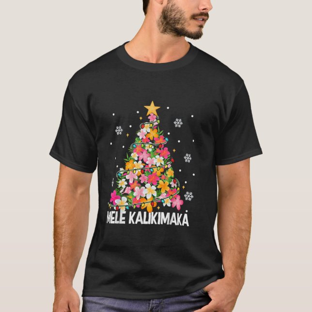 Mele Kalikimaka Tropical Christmas Hawaiian Santa T Shirt (Framsida)