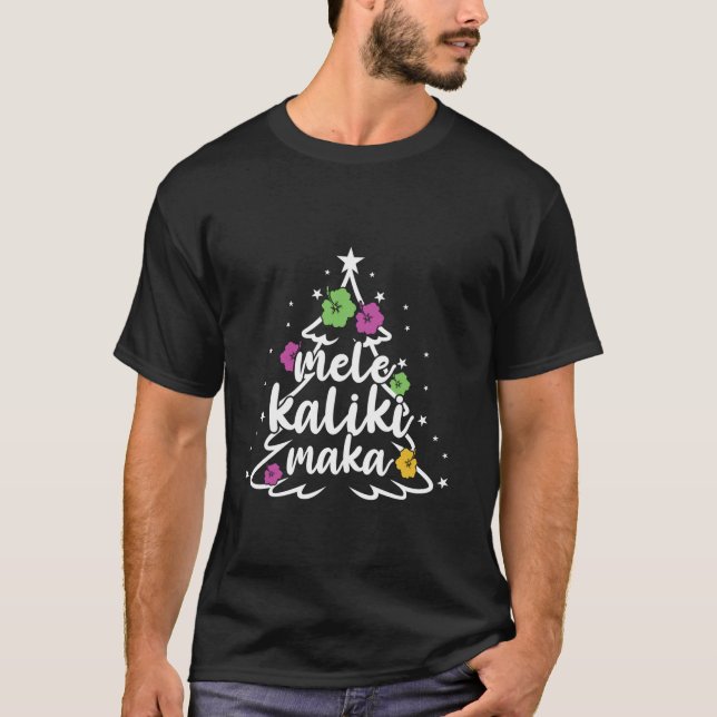 Mele Kalikimaka Tropical Christmas Hawaiian Santa T Shirt (Framsida)