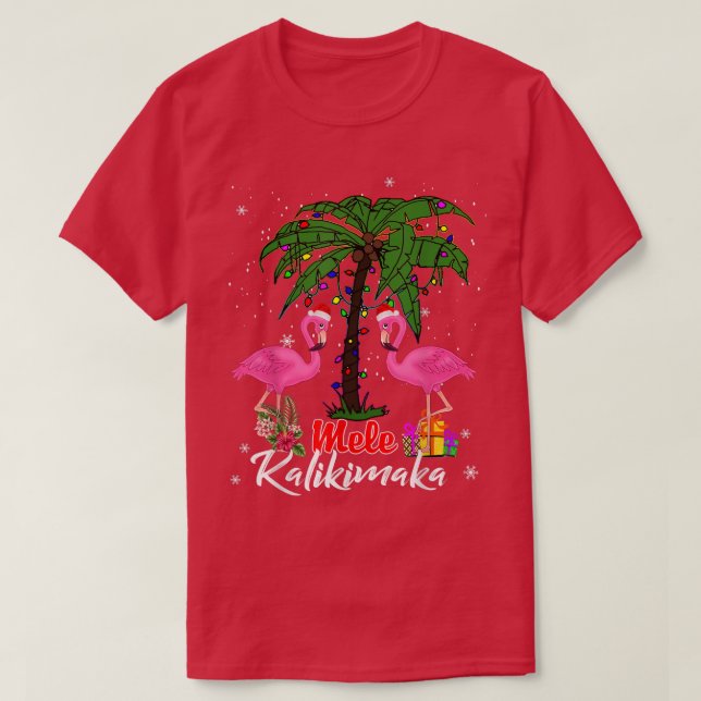 Mele Kalikimaka Tropical Hawaiian Christmas Flamin T Shirt (Design framsida)