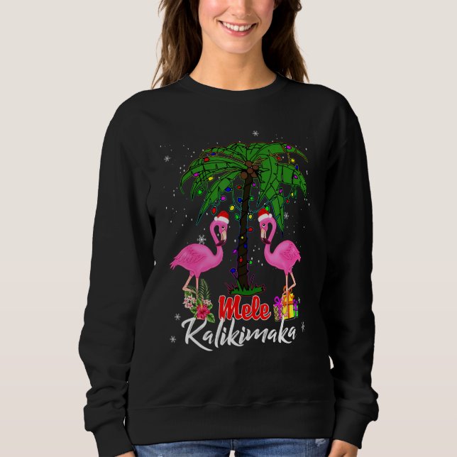Mele Kalikimaka Tropical Hawaiian julflamin T Shirt (Framsida)