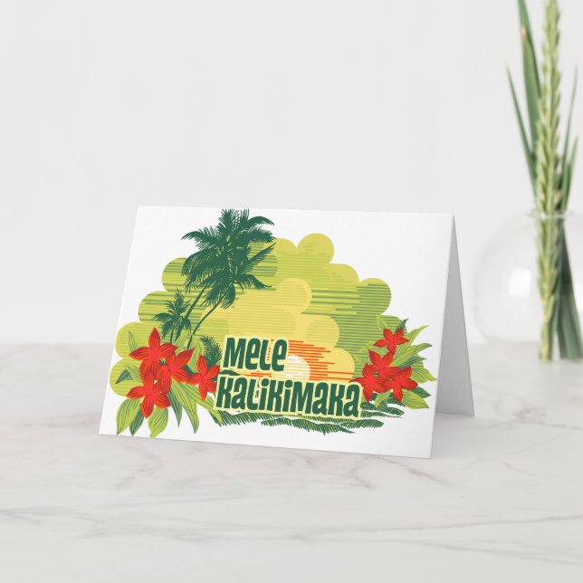 Mele Kalikimaka Tropical Island Hawaiian jul Helgkort (Framsida)