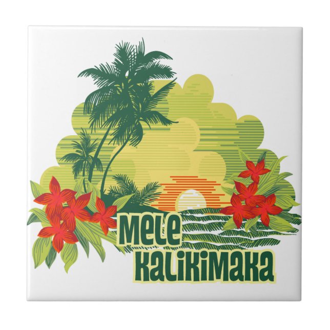 Mele Kalikimaka Tropical Island Hawaiian jul Kakelplatta (Framsidan)